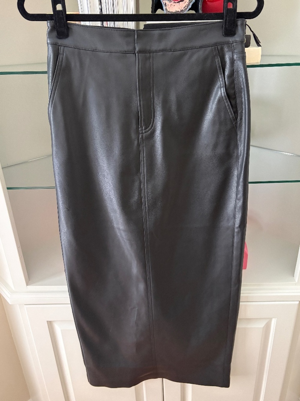 Faux, leather maxi skirt